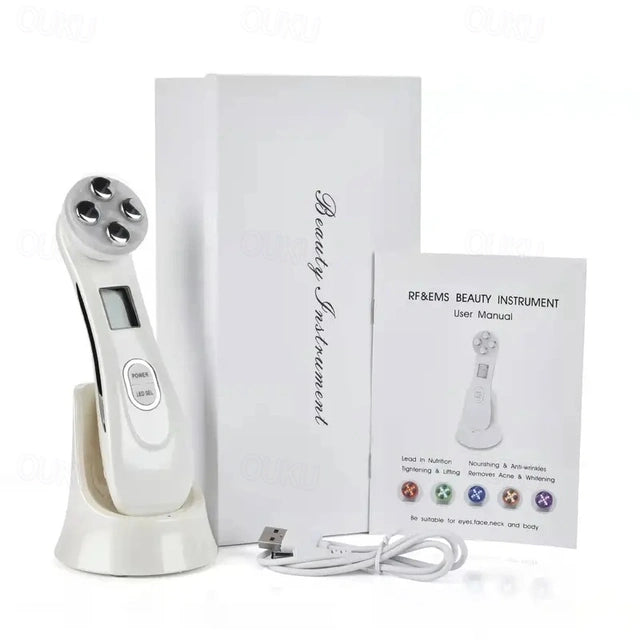 Microcurrent Face Massager with RF + EMS + Phototherapy (LED Therapy) for Lifting and Firming Skin