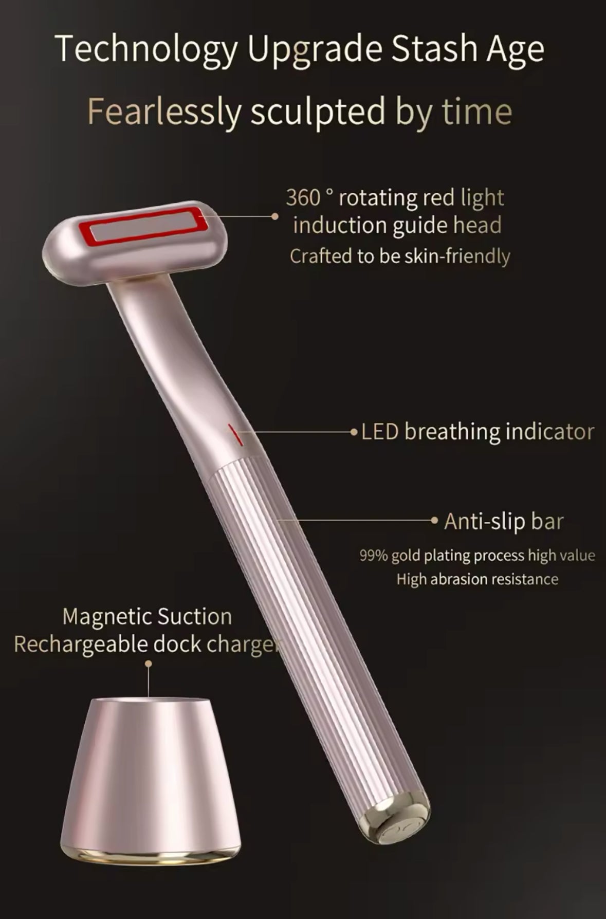 4-in-1 Microcurrent Eye & Face Wand — Red Light Therapy + EMS + Warmth + Massage